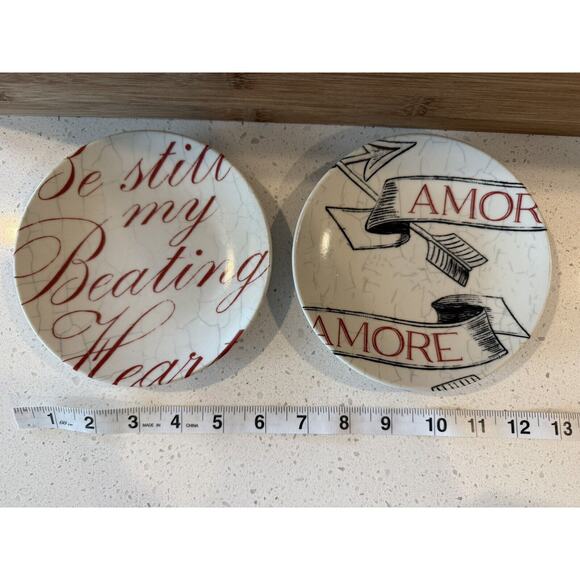 Pier 1 One Imports‎ Love Plates Dessert/Appetizer Set Of 2 Hearts - Picture 10 of 10